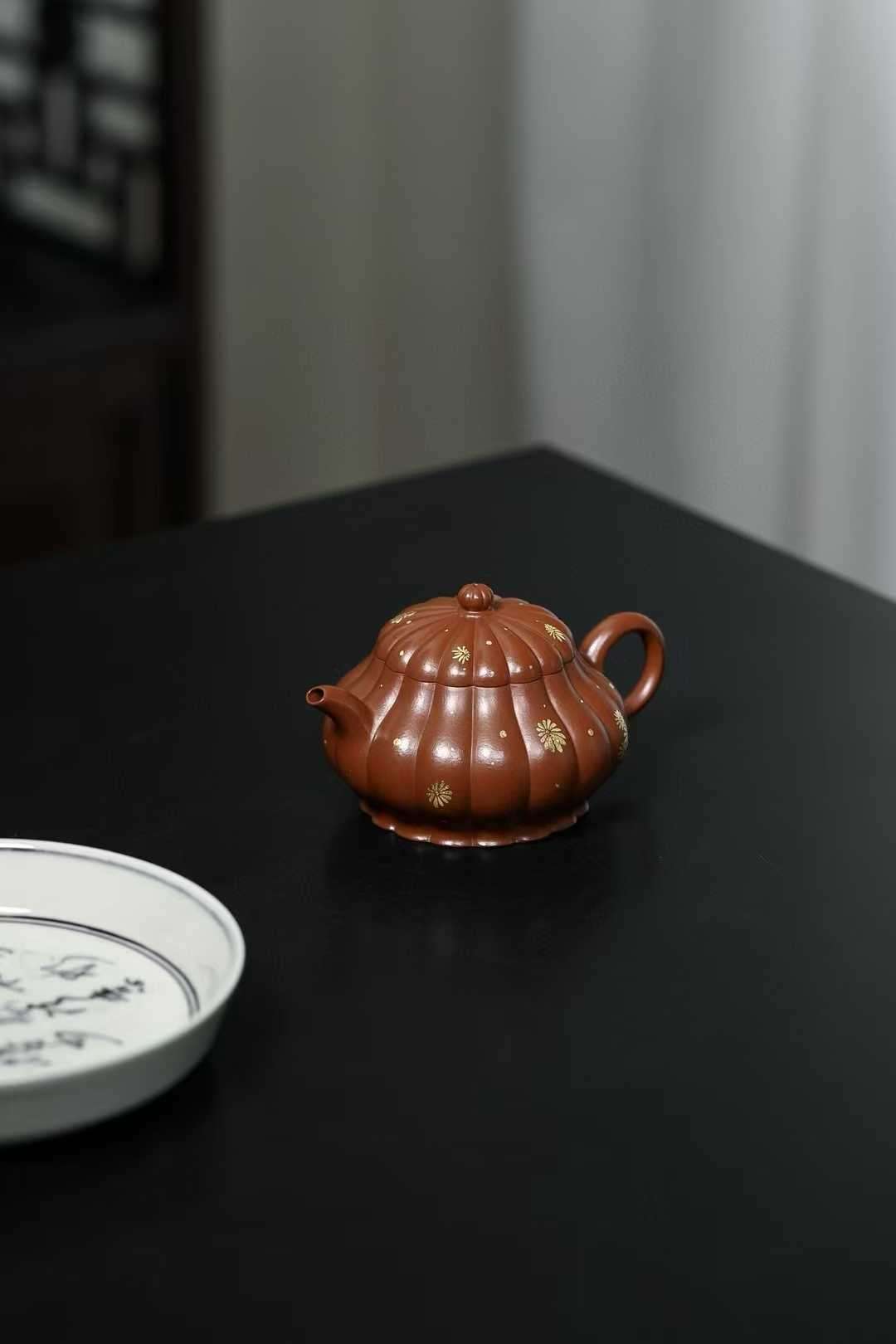 宜興紫砂壷(中国茶器)『撒金潘壷』